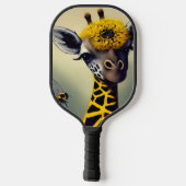 Die Hummel Giraffe Whimsical Digital Art Pickleball Schläger (Rückseite)