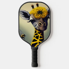 Die Hummel Giraffe Whimsical Digital Art Pickleball Schläger