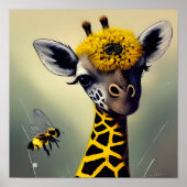 Die Hummel Giraffe Whimsical Digital Art Poster (Vorne)