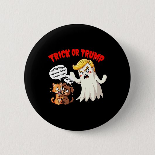 Die Hunde fressen - Trick oder Trump lustig Trump Button (Vorderseite)
