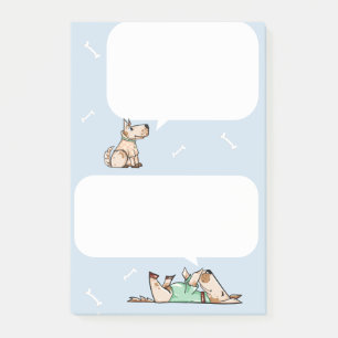 Die Hunde-Life-Sprechblase postiert sie. Post-it Klebezettel