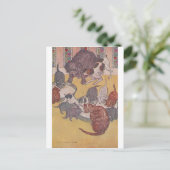 Die Hunde und Katzen essen im Haus Postkarte (Stehend Vorderseite)