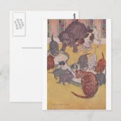 Die Hunde und Katzen essen im Haus Postkarte (Vorne/Hinten)