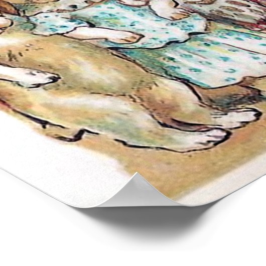 "Die Hundefamilie" Vintag Poster (Ecke)