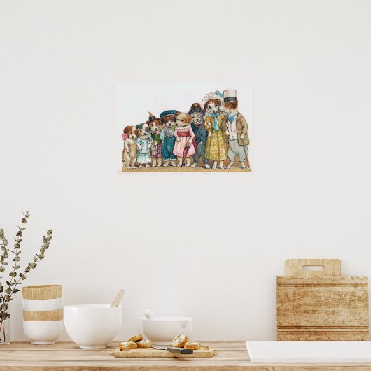 "Die Hundefamilie" Vintag Poster (Küche)
