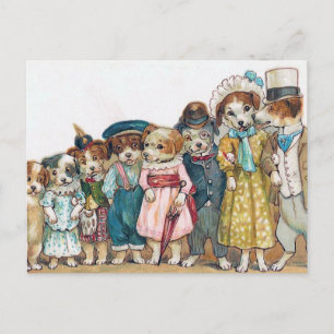 "Die Hundefamilie" Vintage Postkarte