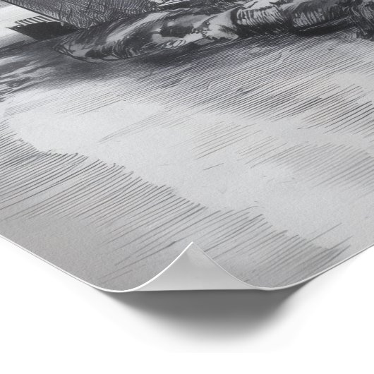 Die Hütte am Fluss Poster (Ecke)