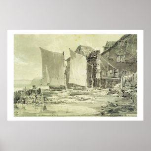 Die Hütte des Fischers, Dover, 1790s (Bleistift u. Poster