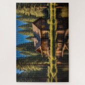 Die Hütte im Wald am Fluss Puzzle (Vertikal)