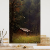 Die Hütte im Wald - farbenfrohe Malerei Poster (Küche)