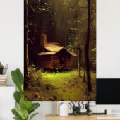 Die Hütte im Wald - farbenfrohe Malerei Poster (Heimbüro)