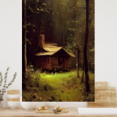 Die Hütte im Wald - farbenfrohe Malerei Poster (Küche)