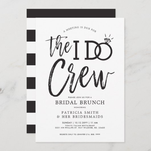 Die I-Crew | Bridal Crew Brunch Einladung (Vorne/Hinten)