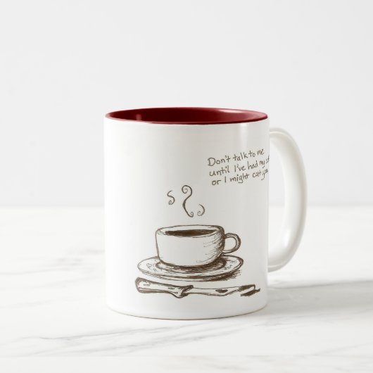 Die "ich schneide Sie vor Kaffee" Tasse (VorderseiteRechts)