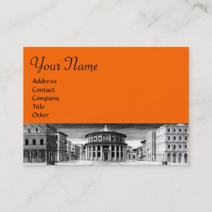 DIE IDEALE STADT, schwarz, weiß, orange Visitenkarte