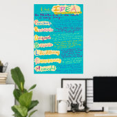 Die Idee eines Klassenzimmers, das Poster schreibt (Heimbüro)