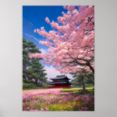 Die idyllischen rosa Felder Poster (Vorne)