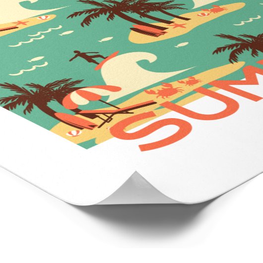 Die Illustration des surfenden Cartoon Poster (Ecke)