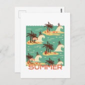 Die Illustration des surfenden Cartoon Postkarte (Vorne/Hinten)