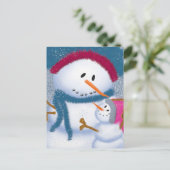 Die Illustration von SnowMomma und SnowGirl Postkarte (Stehend Vorderseite)
