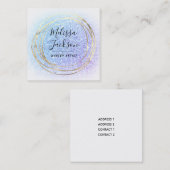 Die Imitat sind blau und der lila Glitzer Quadratische Visitenkarte (Vorne/Hinten)