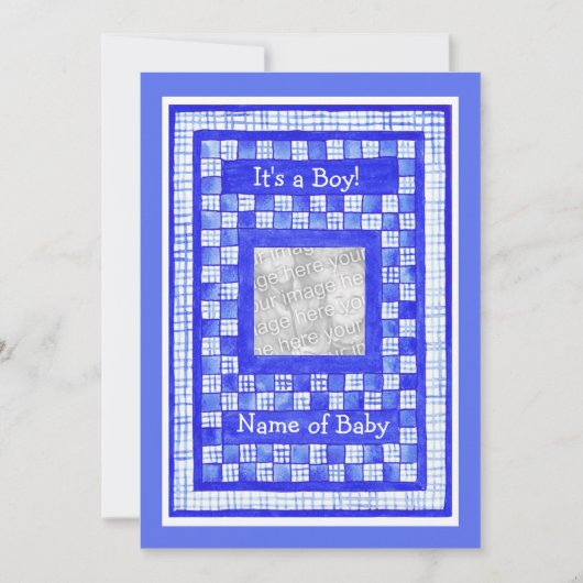 Die individuell anpassbare neue Baby Boy Announcem Ankündigung (Vorderseite)