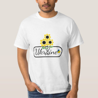 Die Inschrift Ukraine mit Herz und Sonnenblume T-Shirt