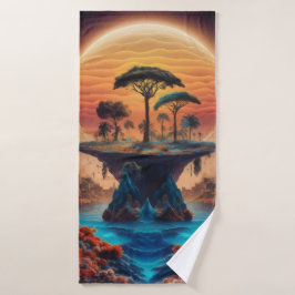 Die Insel bei Sonnenuntergang. Badehandtuch