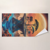 Die Insel bei Sonnenuntergang. Badehandtuch (Badehandtuch)