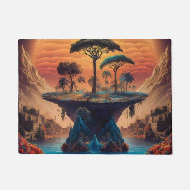 Die Insel bei Sonnenuntergang. Fußmatte (Vorderseite)