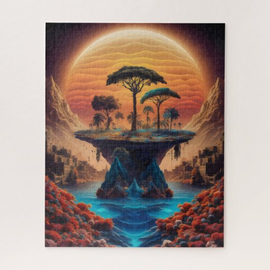 Die Insel bei Sonnenuntergang. Puzzle (Vertikal)