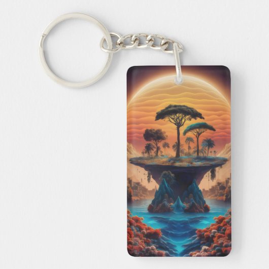 Die Insel bei Sonnenuntergang. Schlüsselanhänger (Vorderseite)
