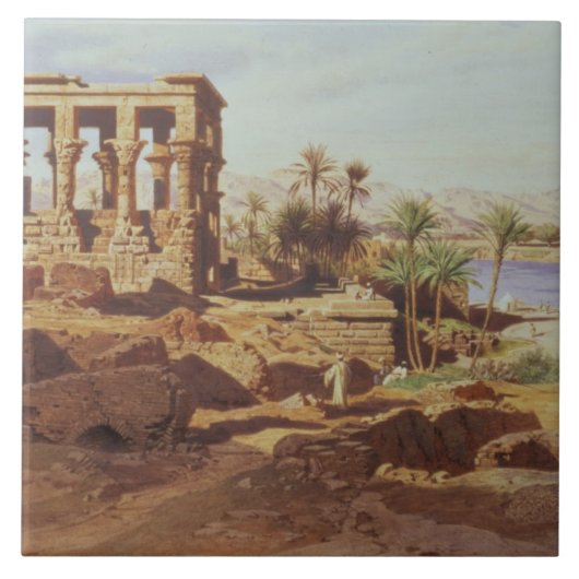 Die Insel von Philae, 1866 (w/c) Fliese (Vorderseite)