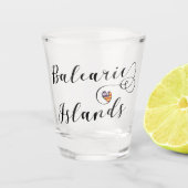 Die Inseln-Flaggen-Herz, das Balearics, Schnapsglas (Vorderseite)