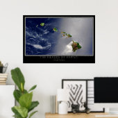 Die Inseln Hawaii von der Satelliten-Karte Poster (Heimbüro)