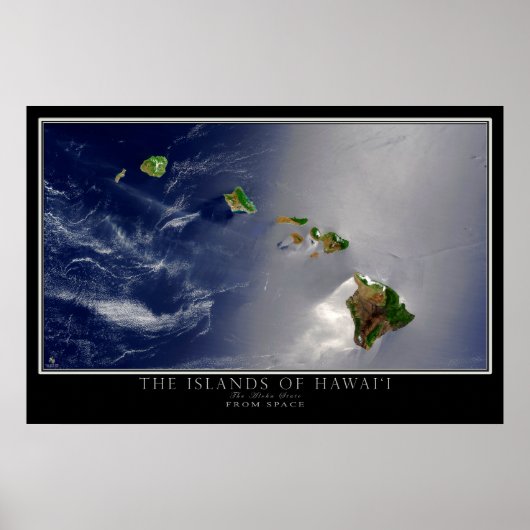 Die Inseln Hawaii von der Satelliten-Karte Poster (Vorne)