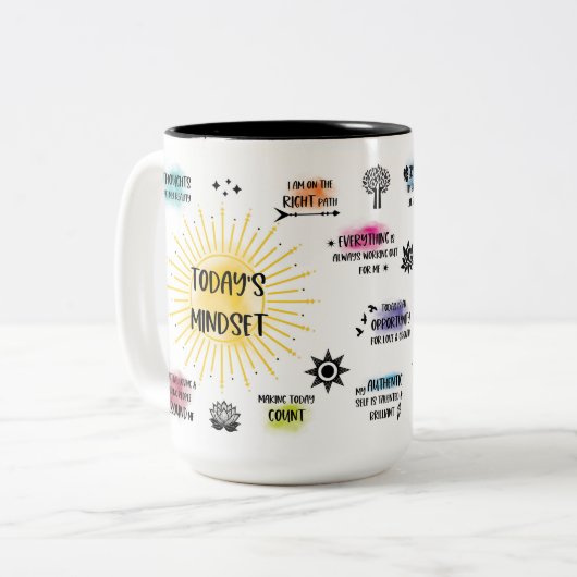 Die Inspiration von heute Zweifarbige Tasse (Vorderseite Links)