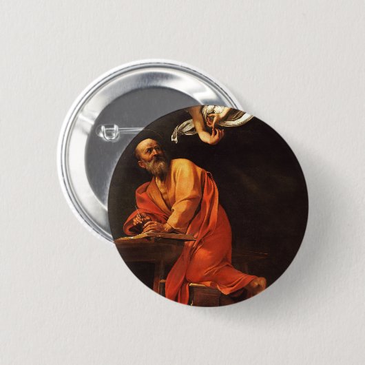 Die Inspiration von Saint Matthew, Caravaggio Button (Vorne & Hinten)