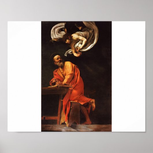 Die Inspiration von Saint Matthew, Caravaggio Poster (Vorne)