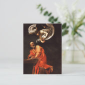 Die Inspiration von Saint Matthew, Caravaggio Postkarte (Stehend Vorderseite)
