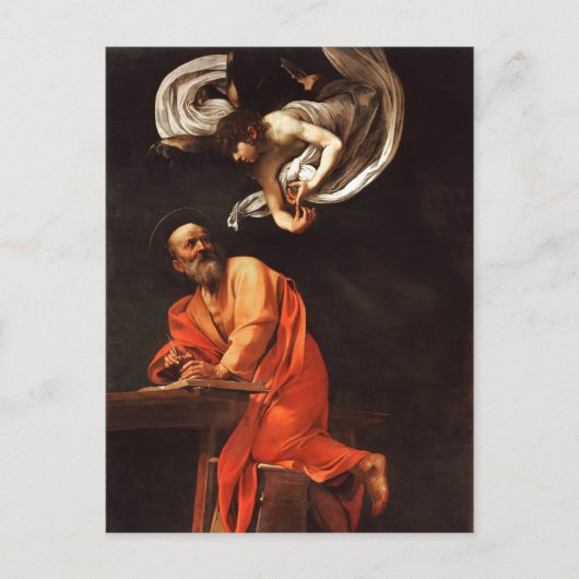 Die Inspiration von Saint Matthew, Caravaggio Postkarte (Vorderseite)