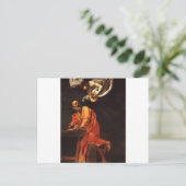 Die Inspiration von Saint Matthew, Caravaggio Postkarte (Stehend Vorderseite)