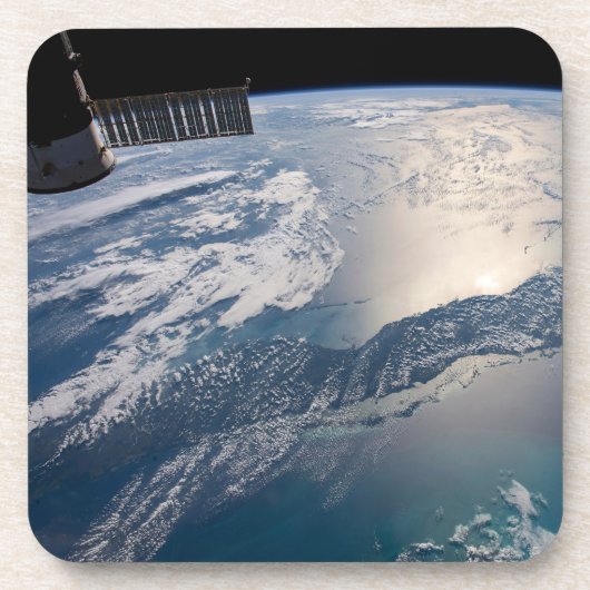 Die Internationale Raumstation über dem Atlantik Getränkeuntersetzer (Vorderseite)