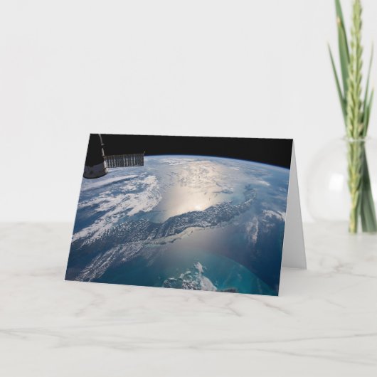 Die Internationale Raumstation über dem Atlantik Karte (Vorderseite)