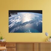 Die Internationale Raumstation über dem Atlantik Leinwanddruck (Insitu (Wohnzimmer))