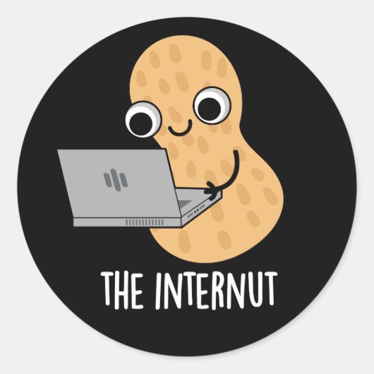 Die Internet-Funny Internet Peanut Pun Dark BG Runder Aufkleber (Vorderseite)