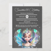 Die irisierende Märchenprinzessin schimmert ihre F Einladung (Vorderseite)