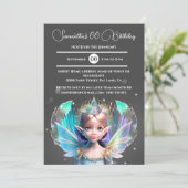 Die irisierende Märchenprinzessin schimmert ihre F Einladung (Stehend Vorderseite)