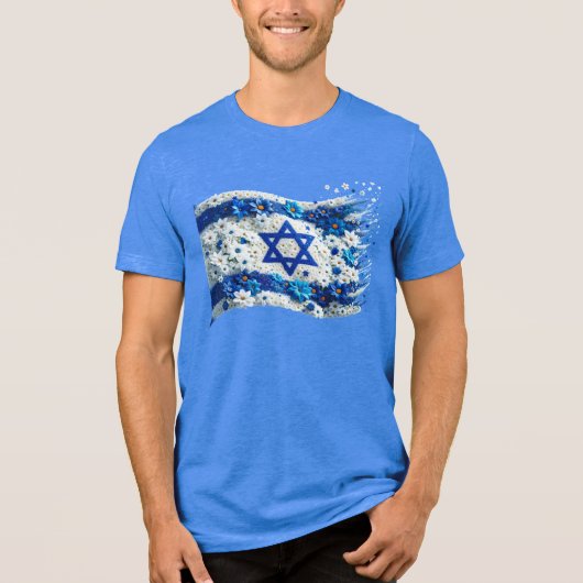 Die israelische Flagge blüht in Blume Tri-Blend Shirt (Vorderseite)