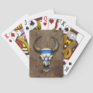 Die israelische Flagge Bull Skull auf den Holzeffe Spielkarten